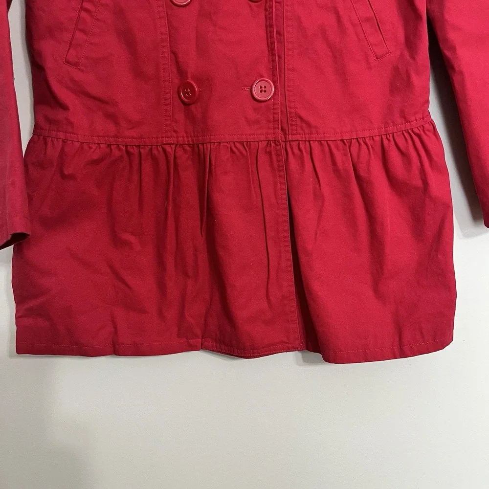 NWT Girls Large Gymboree UNIFORM Cotton RED Double Breasted‎ lined TRENCH COAT